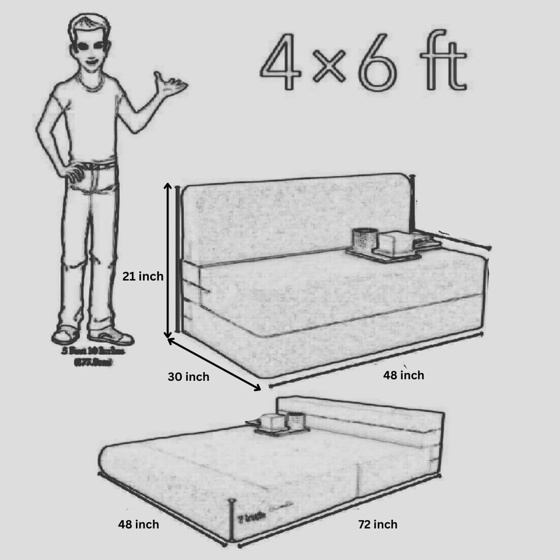 Modern Home Furniture | Fold Out Sofa Cum Bed | 2 Seater Sofa | Sofa for Living Room, Home & Office Furniture