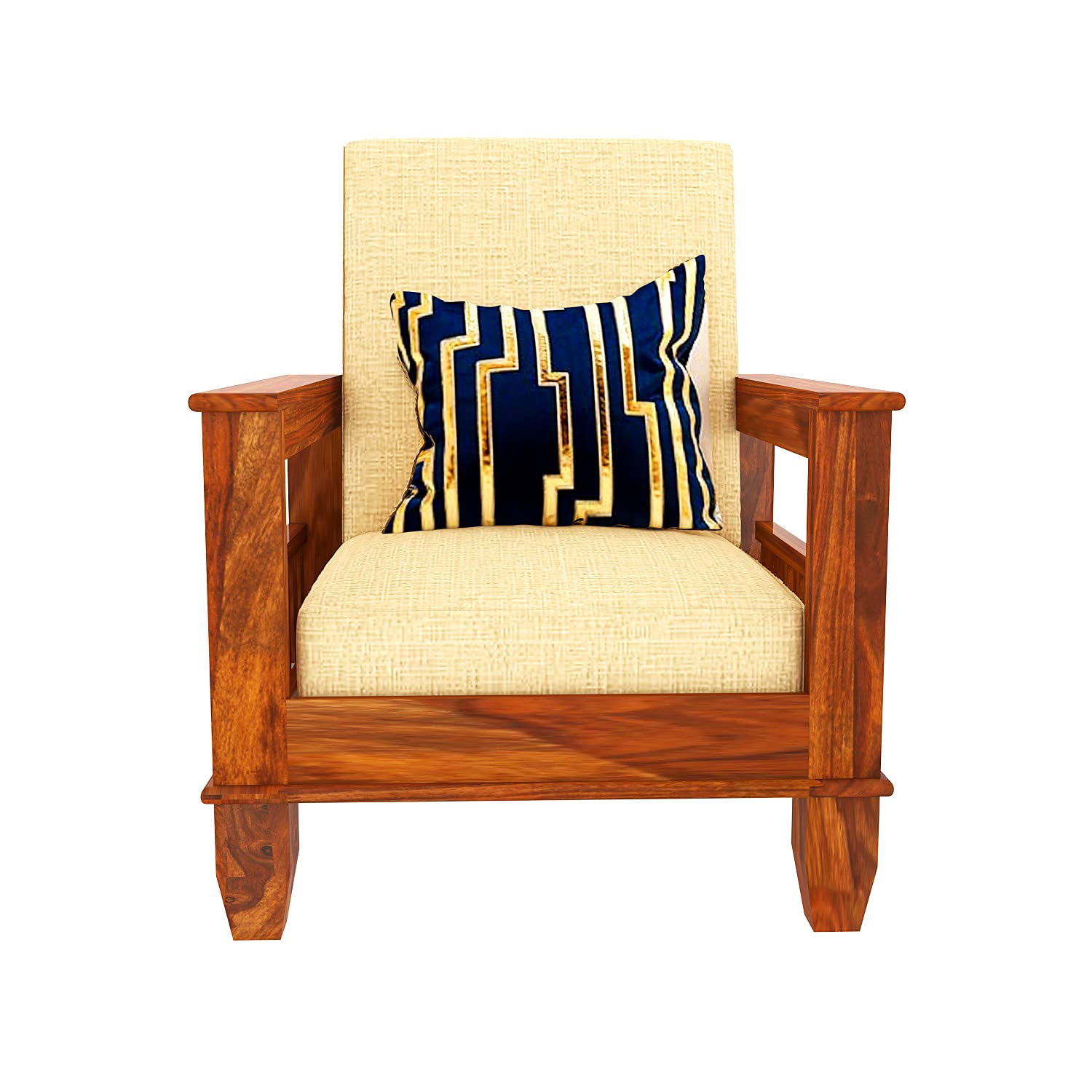 Solid Sheesham Wood Sofa Set , Living Room Furniture (3+1+1 with Center Table) 5 Seater