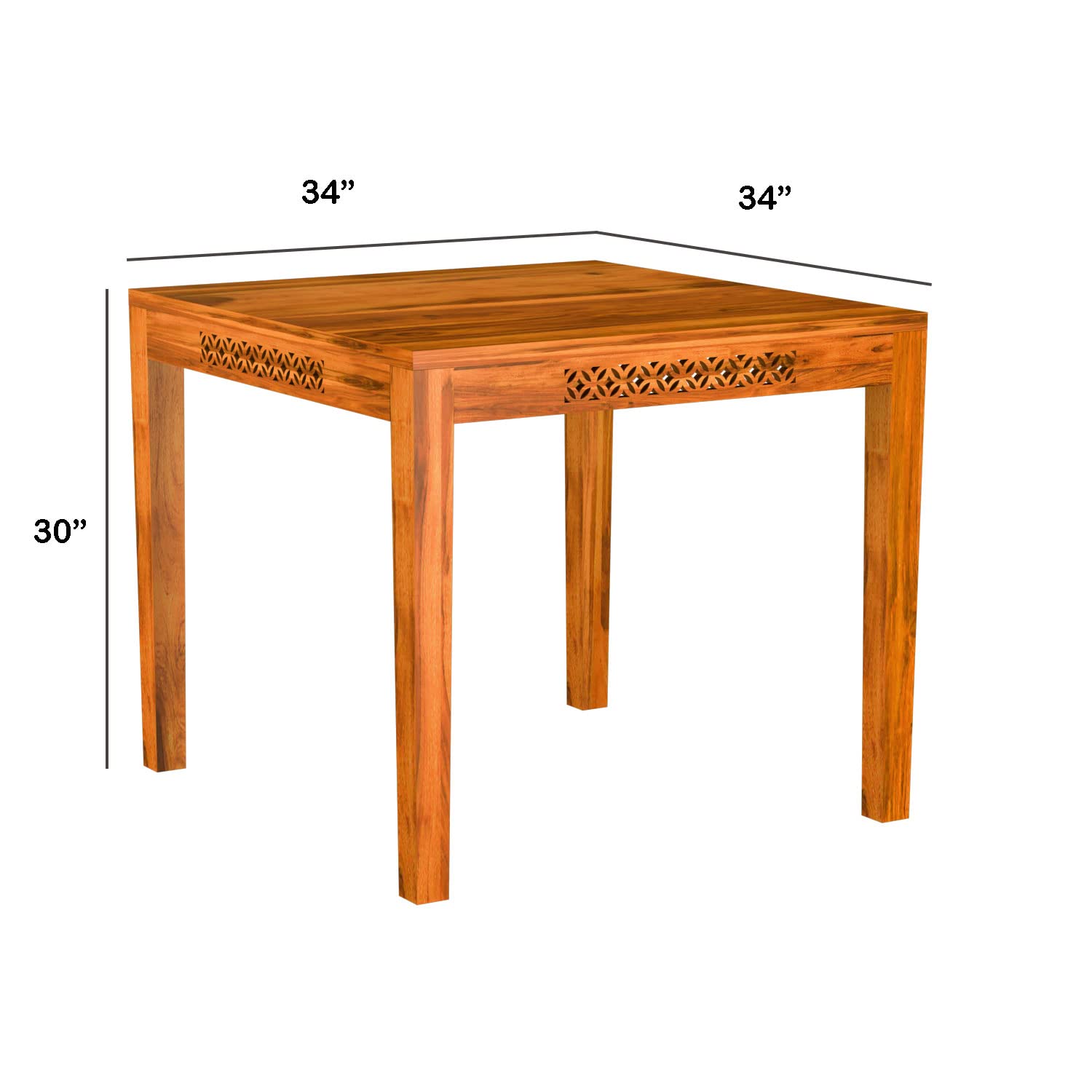 Premium Sheesham Wood Dining Table (34x34) with 2 Chairs | 2 Seater Dining Set | Wooden Dining Table with Chair | Dining Room Furniture