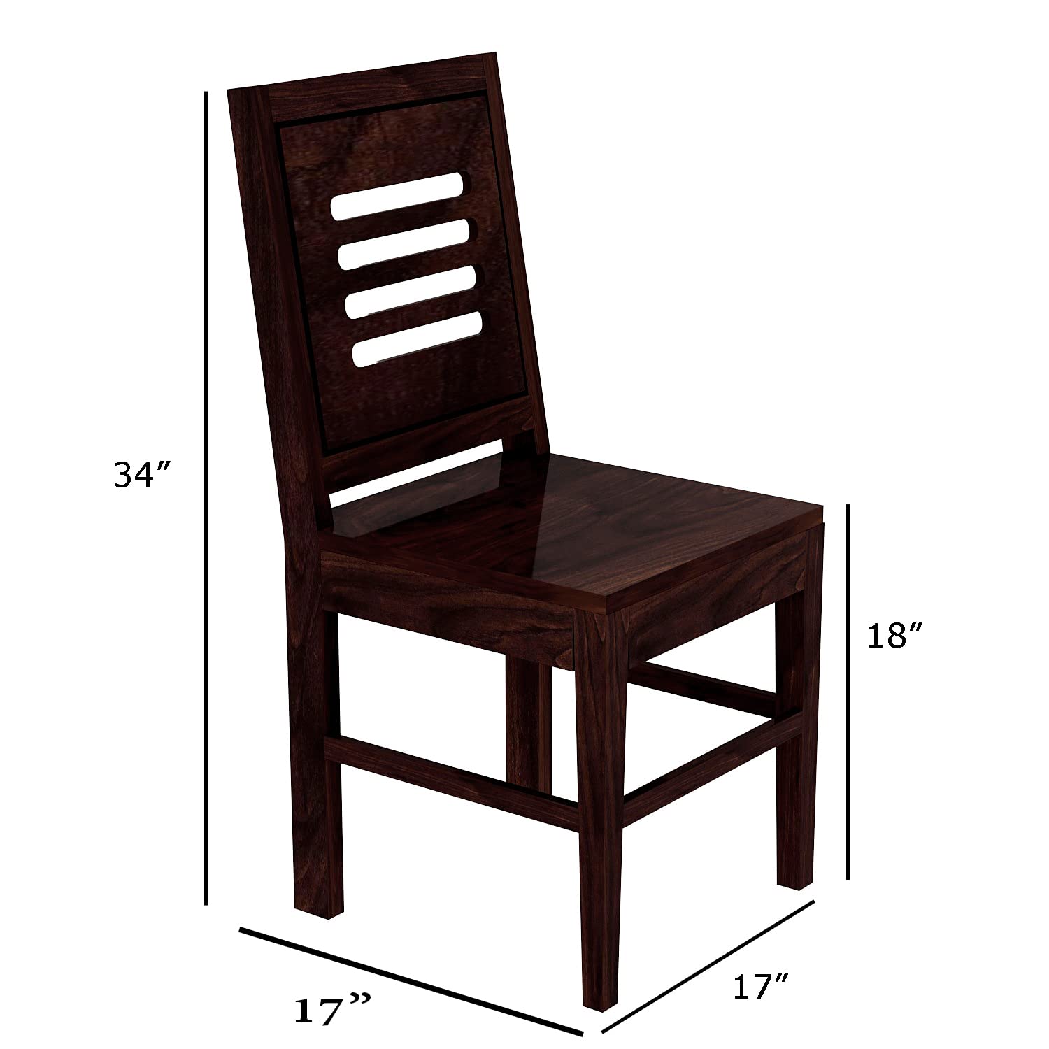 Modern Home Furniture | Solid Wood Dining Chair Set of 2 | Chair for Home & Office | Walnut Finish with Cream Cushions, Pre Assembled (Ready to Use)