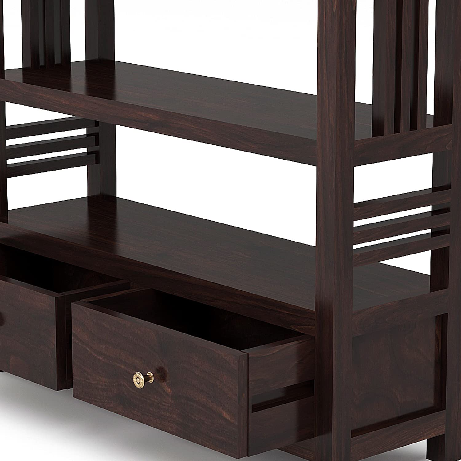 Sheesham KendalWood Pre Assemble Console Table Furniture for Living Room Kitchen Rack Book Shelves Walnut Finish