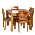 Furniture Sheesham Wood Natural Teak Finish 4 Seater Dining Table Set
