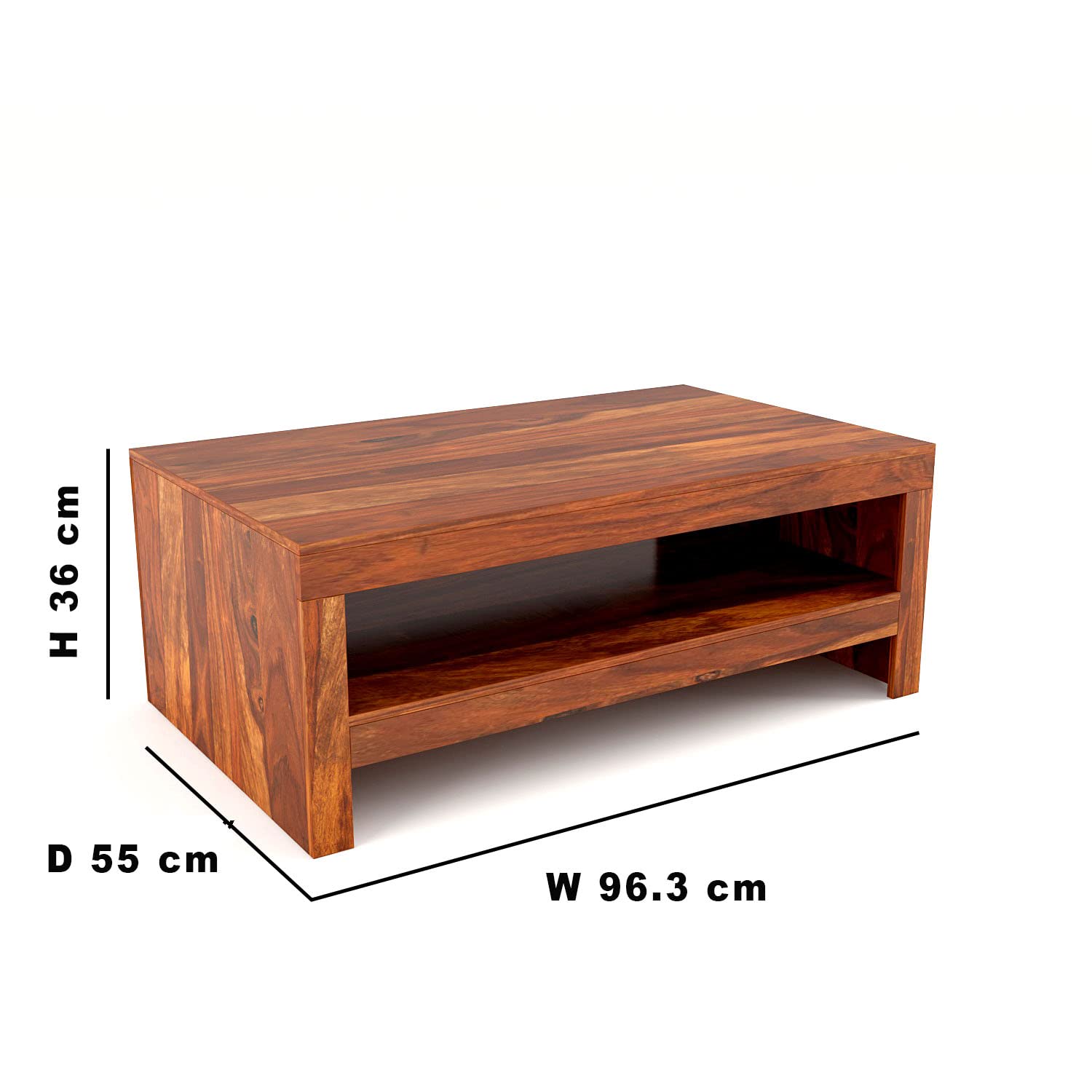 KendalWood Furniture Rectangle Sheesham Wooden Coffee Table for Living Room | Wooden Center Table