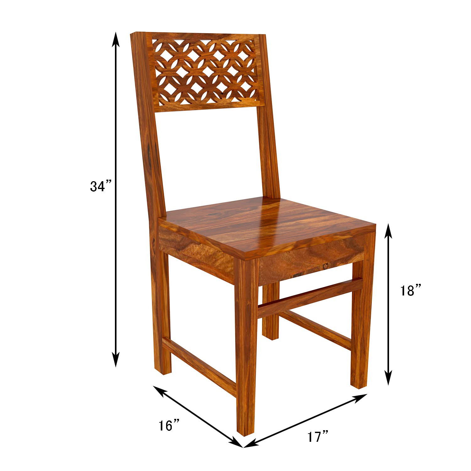 Modern Home Furniture | Solid Wood Dining Chair Set of 2 | Multipurpose Chair for Home & Office | Honey Finish |Pre Assembled (Ready to Use)