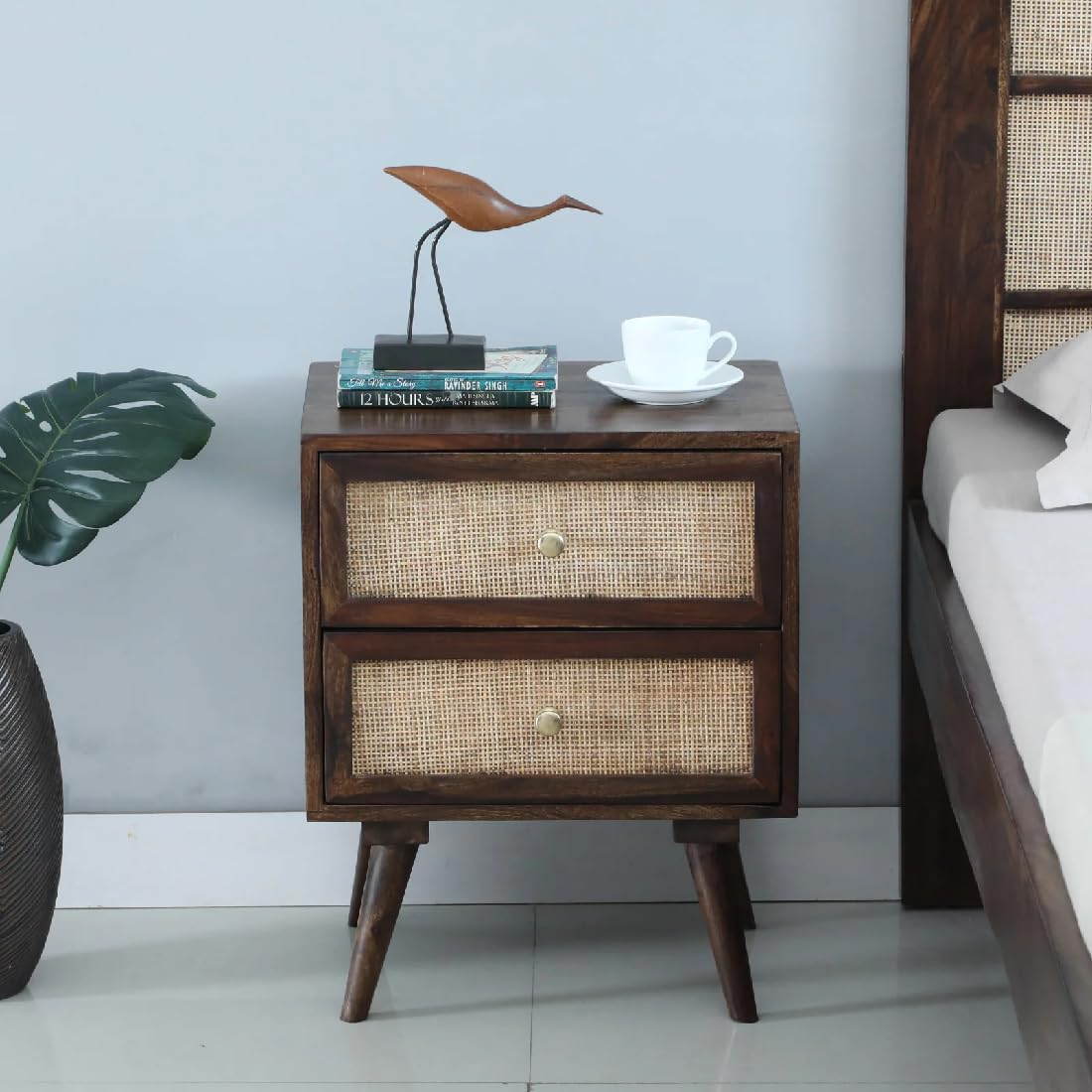 Sheesham Wooden Side Table for Living Room, Bedroom | Wooden Side Table | Bedside Table for Bedroom with Drawers