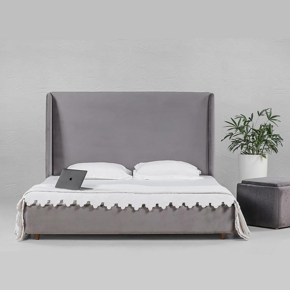 Modern Home Furniture | Upholstered Bed | King Size Bed | Bed for Bedroom, Living Room | Best Furniture for Home | Bedroom Bed for Home | Finish Color:-Grey Finish