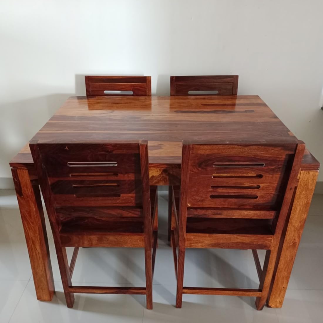 Premium Sheesham Wood Dining Table(45x30) with 4 Chairs | 4 Seater Dining Set | Wooden Dining Table with Chair | Dining Room Furniture