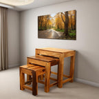 Pre Assemble Sheesham Wood Stool Nesting Bedside Table, Set of 3