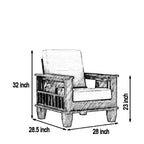 Solid Wood 1 Seater Wooden Sofa Set for Living Room Furniture | Sofa for Home & Office | 1 Seater Sofa