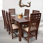 Sheesham Wood Dining Table(57x35) with 6 Chairs | 6 Seater Dining Set | Wooden Dining Table with Chair - Dining Room Furniture