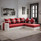 6 Seater L Shape Corner Sofa for Living Room | 6 Seater L Shape Sofa (Right Facing) with 6 Small Pillow | Sofa for Home & Office Furniture