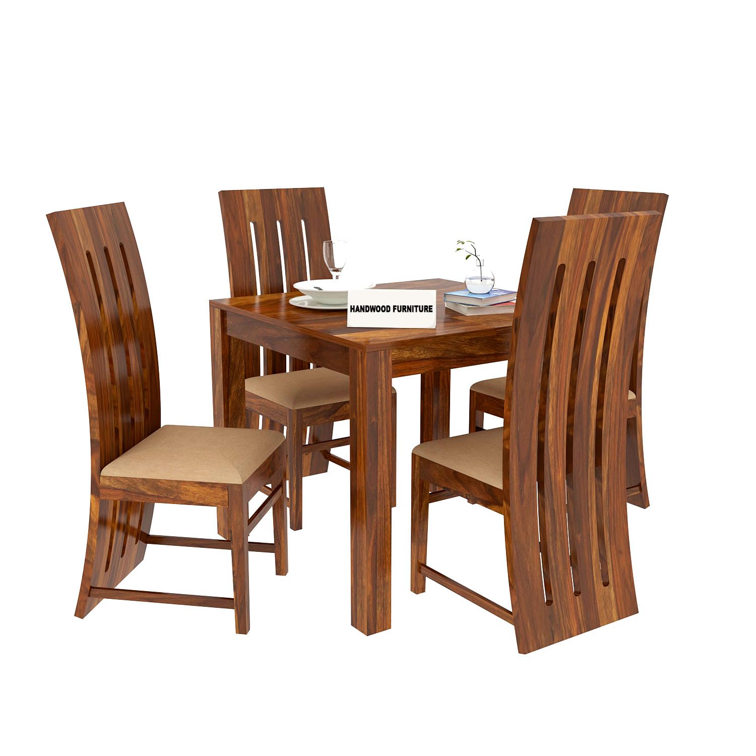 Premium Sheesham Wood Dining Table(34x34) with 4 Chairs |4 Seater Dining Set | Wooden Dining Table with Chair | Dining Room Furniture