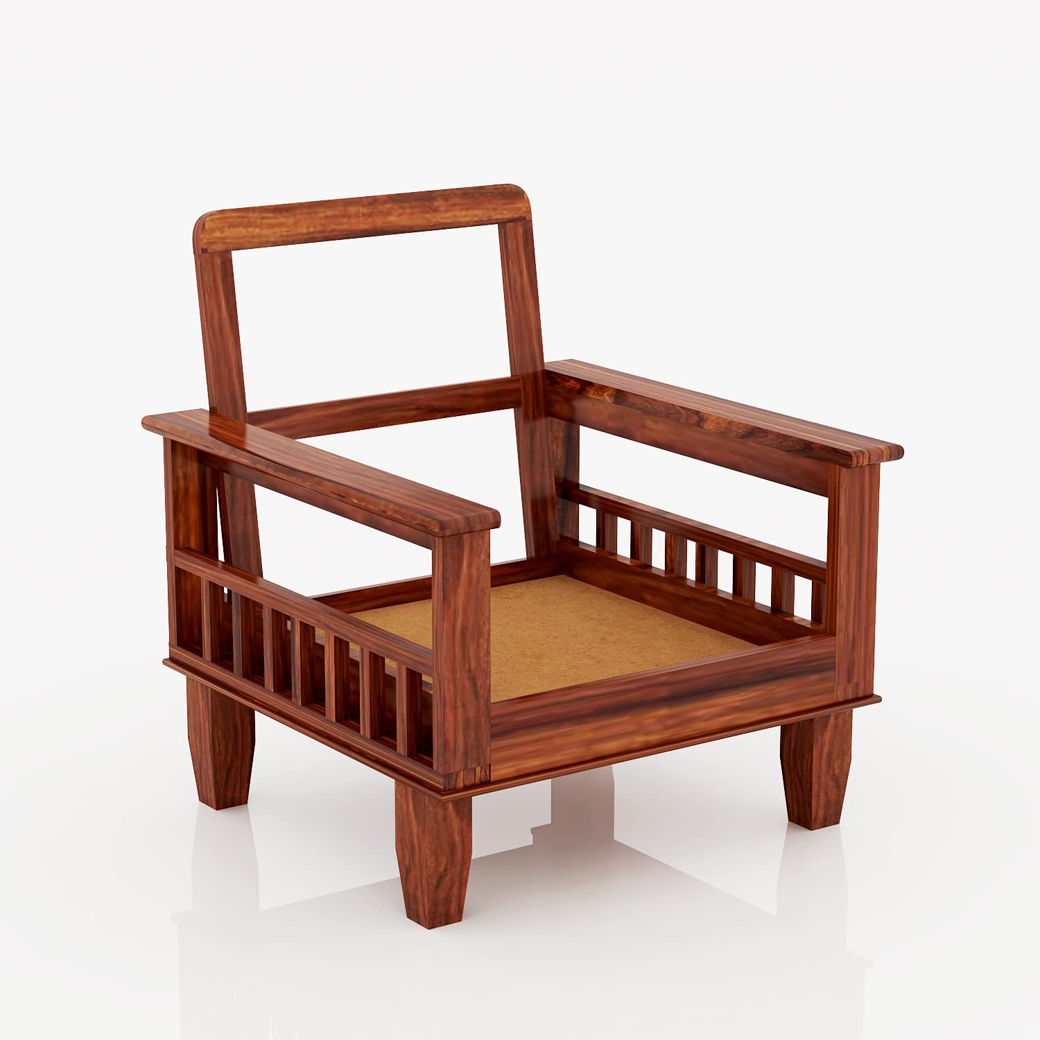 Solid Wood 1 Seater Wooden Sofa Set for Living Room Furniture | Sofa for Home & Office | 1 Seater Sofa