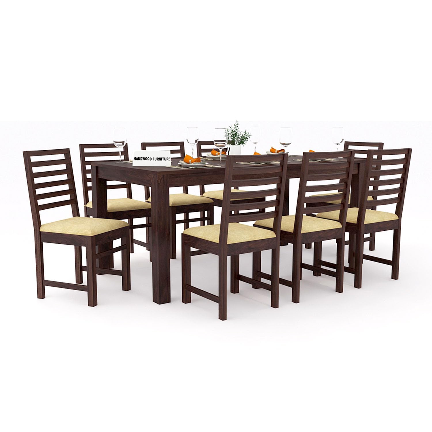 Sheesham Wood Dining Table(78x35) with 8 Chairs | 8 Seater Dining Set | Wooden Dining Table with Chair - Dining Room Furniture