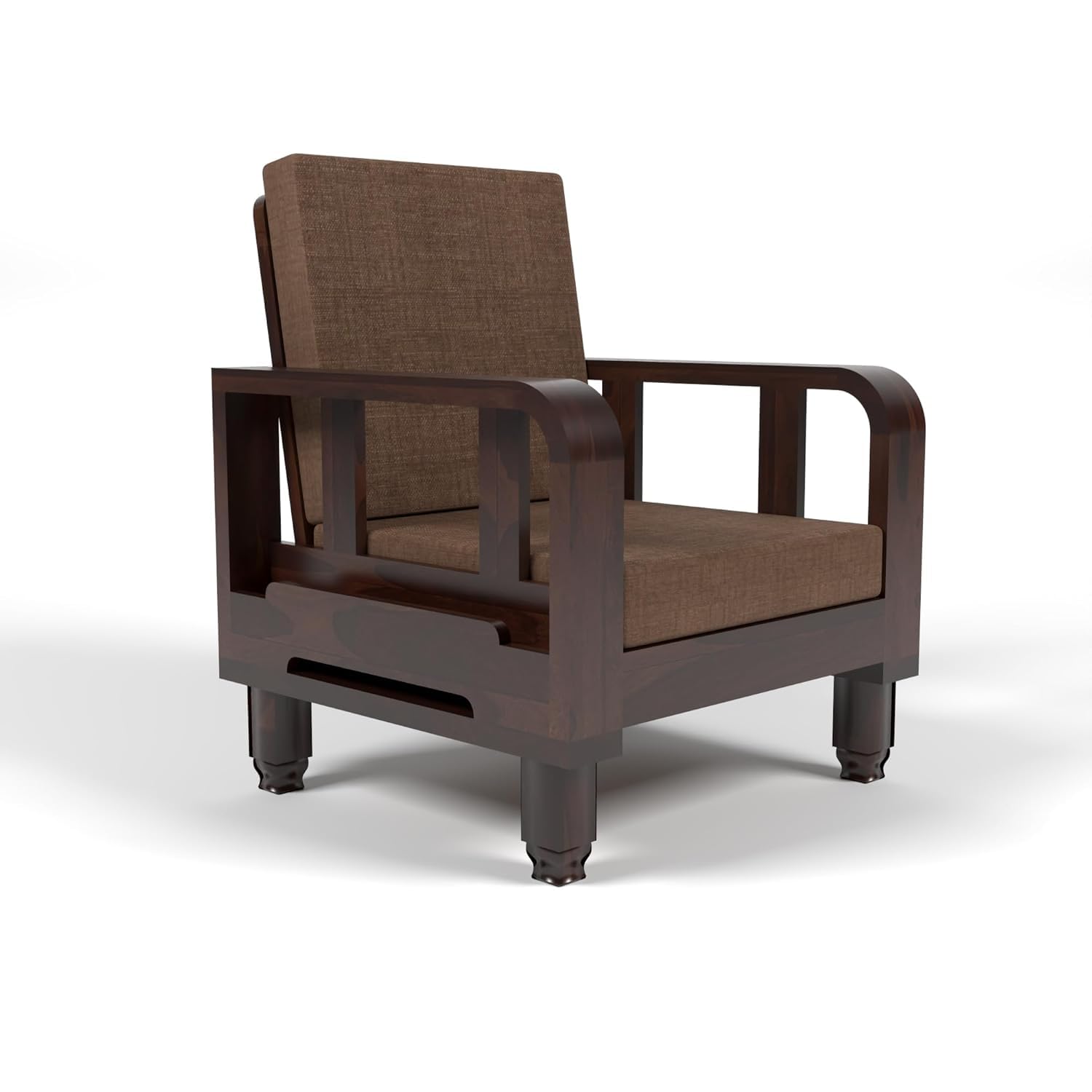 Solid Wood 1 Seater Wooden Sofa Set for Living Room Furniture | Sofa for Home & Office | 1 Seater Sofa