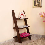 Furniture Wooden Corner Bookcase for Living Room | Corner Wall Shelve (3 Tier Shelve, Brown Finish)