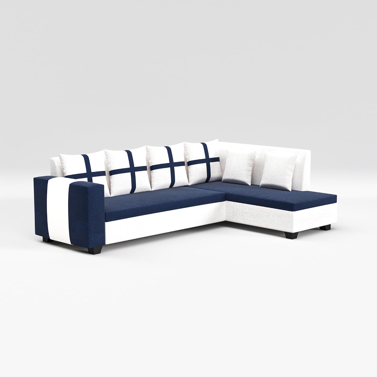 8 Seater Sofa Set, L Shape Sofa (Right Facing) 2 Ottoman, 6 Small Pillow with Coffee Table | Sofa for Home & Office Furniture