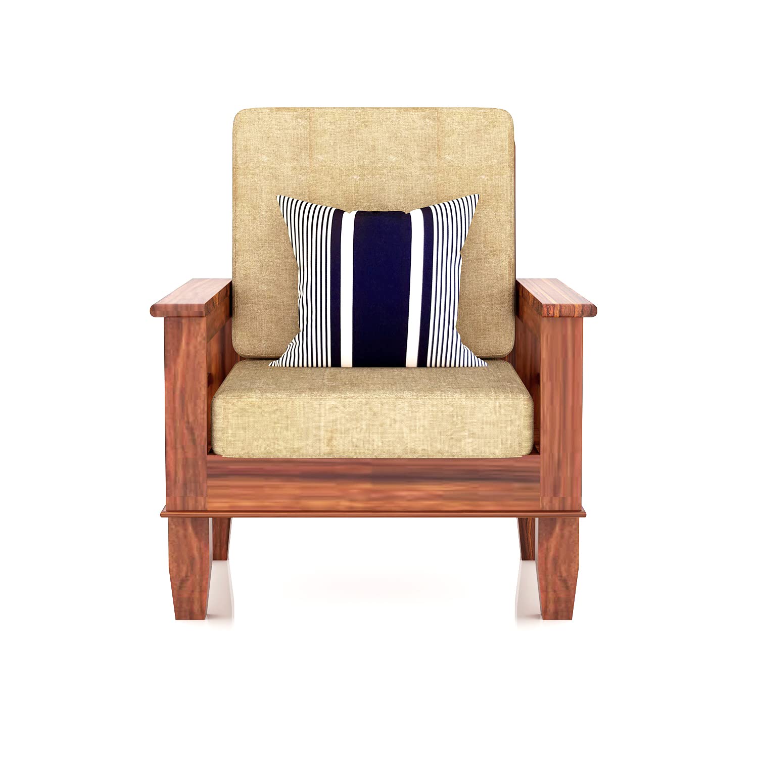 Solid Wood 1 Seater Wooden Sofa Set for Living Room Furniture | Sofa for Home & Office | 1 Seater Sofa