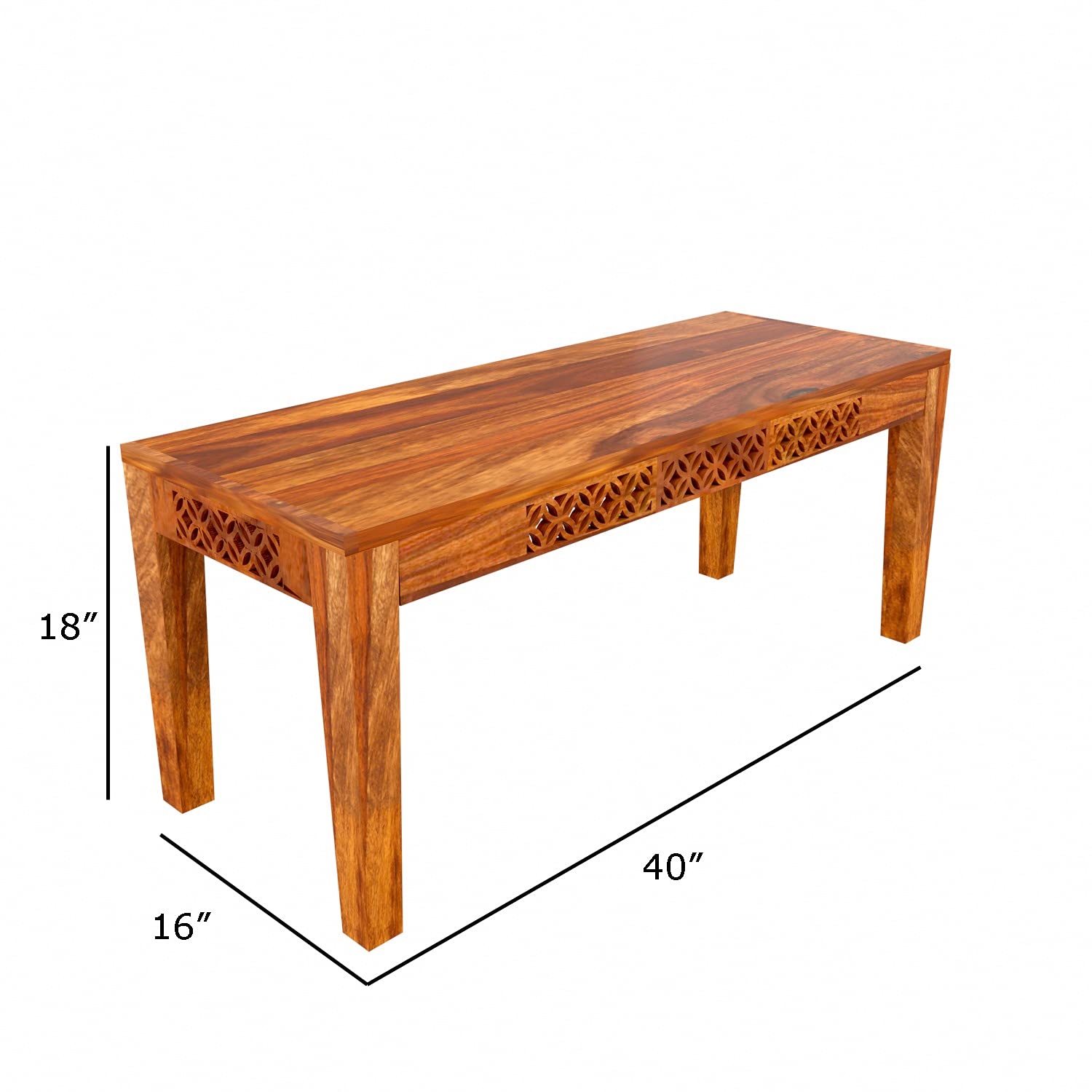 Sheesham Wood Dining Table(57x35) with 4 Chairs & 1 Bench | 6 Seater Dining Set | Wooden Dining Table with Chair - Dining Room Furniture