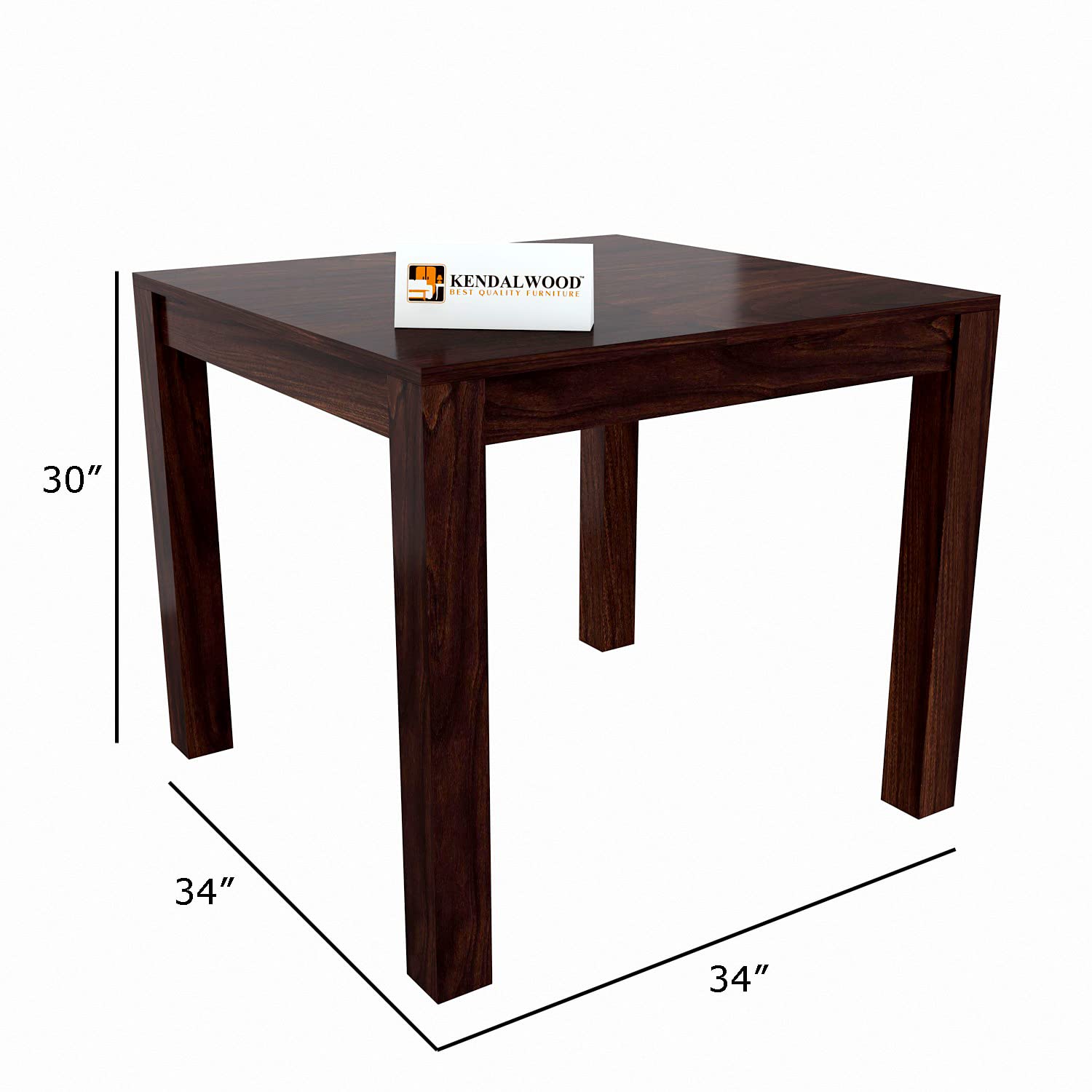 Sheesham Wood Dining Table(34x34 Inch) with 2 Chairs | 2 Seater Dining Set | Wooden Dining Table with Chair - Dining Room Furniture