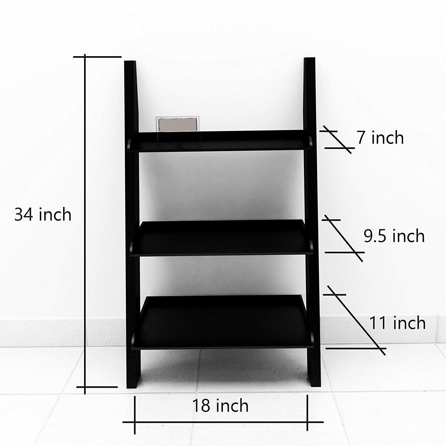 Furniture Wooden Corner Bookcase for Living Room | Corner Wall Shelve (3 Tier Shelve, Brown Finish)