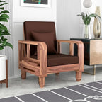 Solid Wood 1 Seater Wooden Sofa Set for Living Room Furniture Fabric 1 Seater Sofa