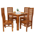 Premium Sheesham Wood Dining Table (34x34) with 4 Chairs | 4 Seater Dining Set | Wooden Dining Table with Chair | Dining Room Furniture