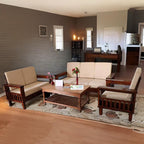 KendalWood Furniture Natural Brown Finish Solid Sheesham Wood 3+2+1 6 Seater Sofa Set