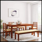 Sheesham Wood Dining Table(57X35) with 4 Chairs 1 Bench 6 Seater Dining Set Wooden Dining Table with Chair | Dining Room Furniture