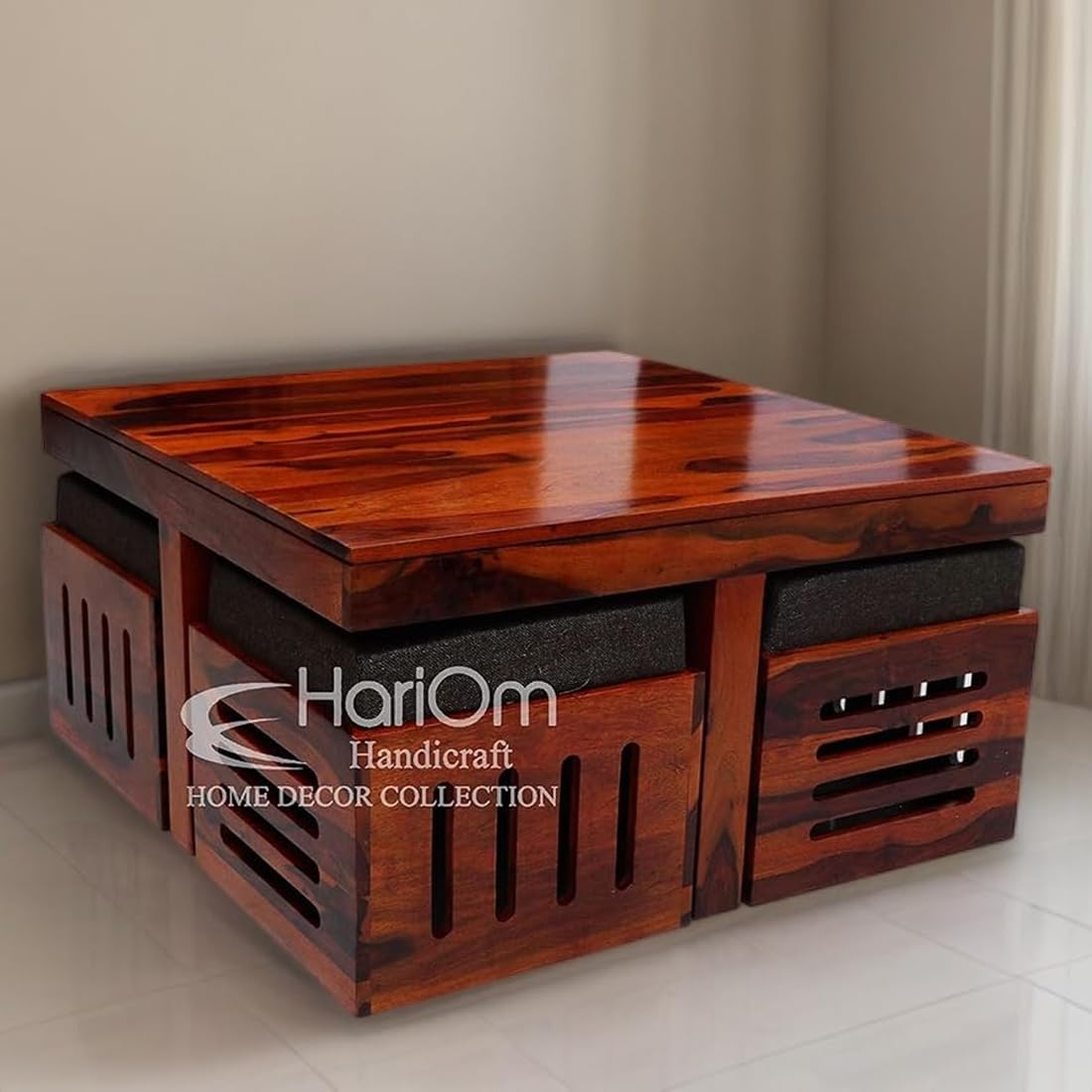 KendalWood Furniture Capsule Cut Sheesham Wood Coffee Table for Living Room