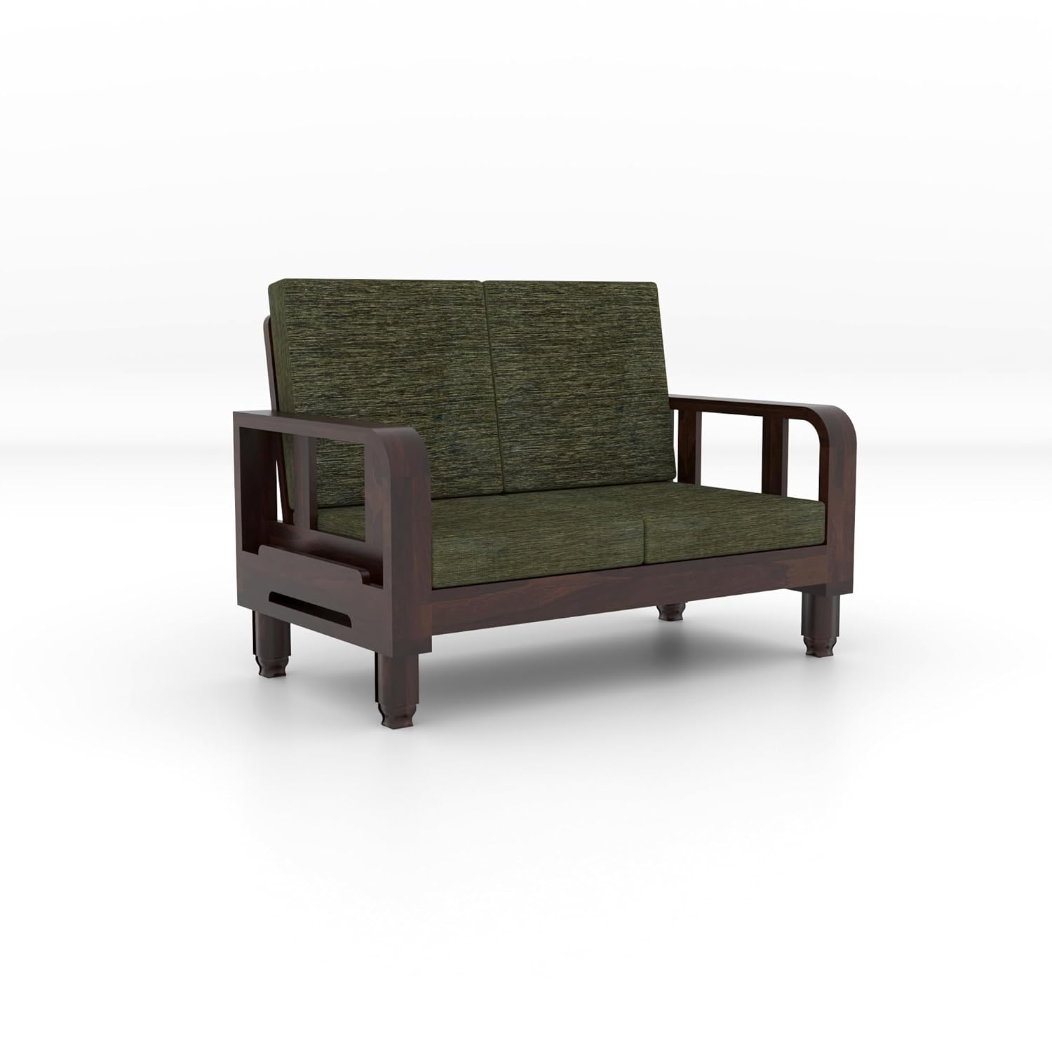 Solid Wood 2 Seater Wooden Sofa Set for Living Room Furniture Fabric 2 Seater Sofa