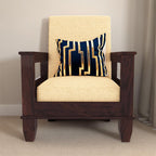 Solid Wood 1 Seater Wooden Sofa Set for Living Room Furniture | Sofa for Home & Office | 1 Seater Sofa