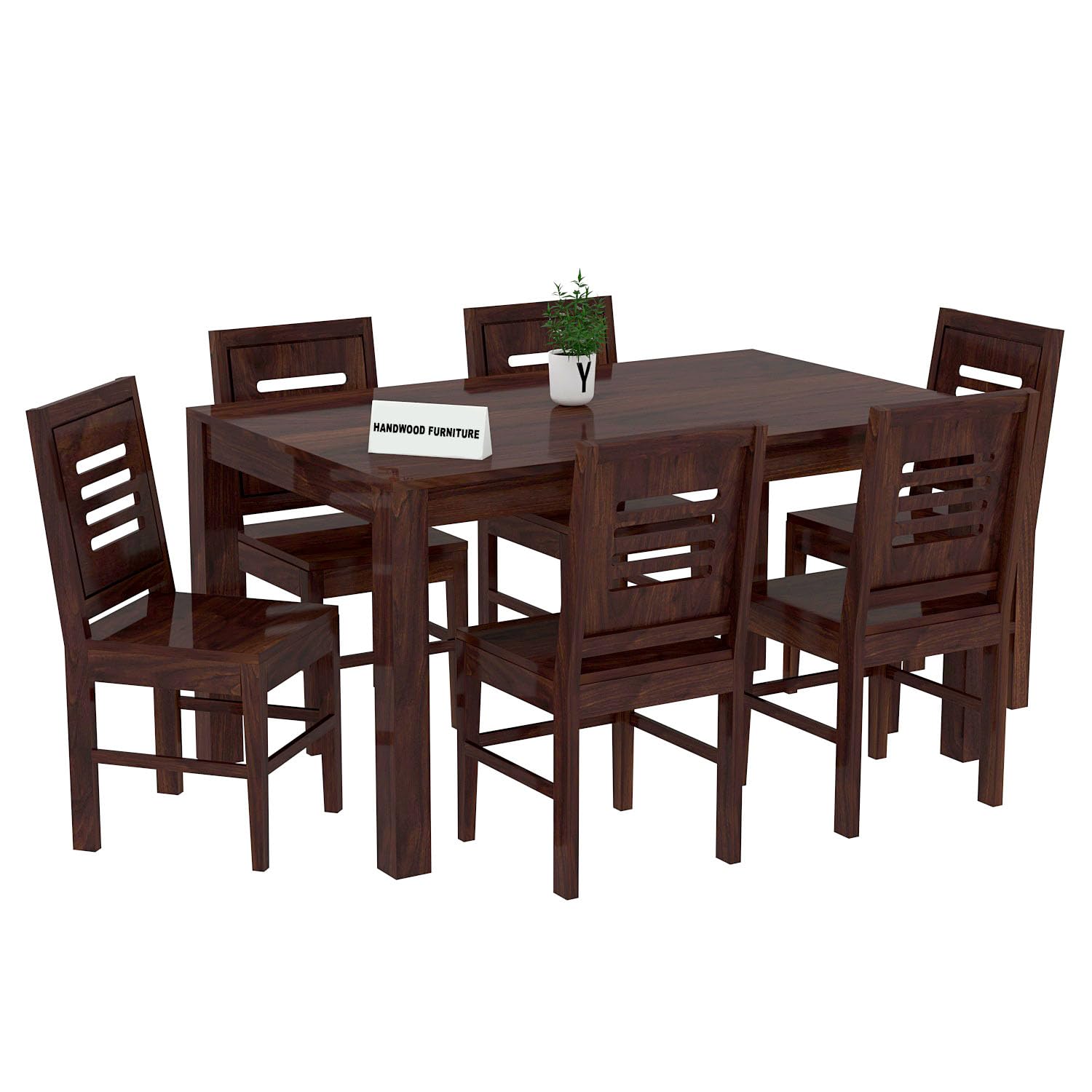 Sheesham Wood Dining Table(57x35) with 6 Chairs | 6 Seater Dining Set |Wooden Dining Table with Chair - Dining Room Furniture
