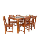 Sheesham Wood Dining Table(57x35) with 6 Chairs | 6 Seater Dining Set | Wooden Dining Table with Chair - Dining Room Furniture
