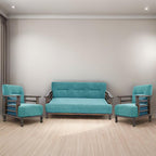 Solid Wood 5 Seater Wooden Sofa Set for Living Room Furniture | 3+1+1 Fabric Sofa Set Without Centre Table | Sofa for Home & Office Furniture