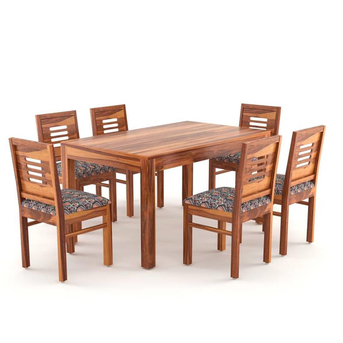urniture Sheesham Wood Dining Table (57x35 Inch) with 6 Chairs | Wooden Dining Table with Chair | Dining Room Furniture