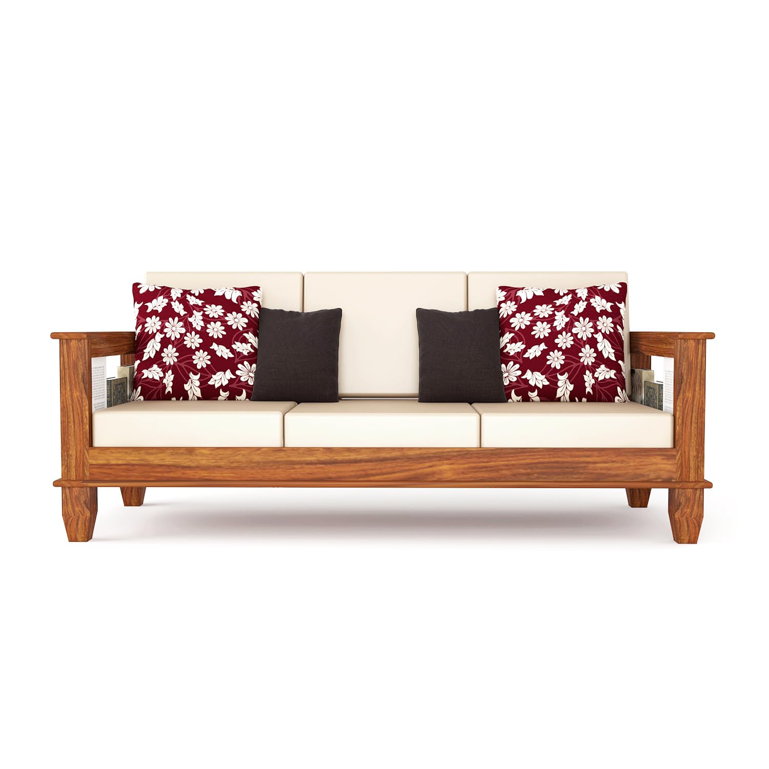 Solid Wood 3 Seater Wooden Sofa Set for Living Room Furniture | Sofa for Home & Office | 3 Seater Sofa