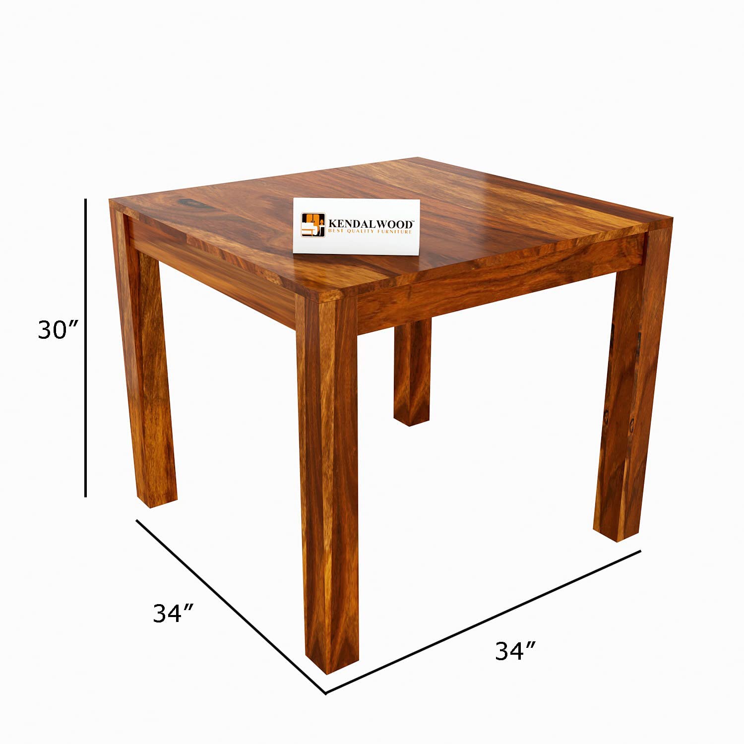 Sheesham Wood Dining Table(34x34 Inch) with 2 Chairs | 2 Seater Dining Set | Wooden Dining Table with Chair - Dining Room Furniture