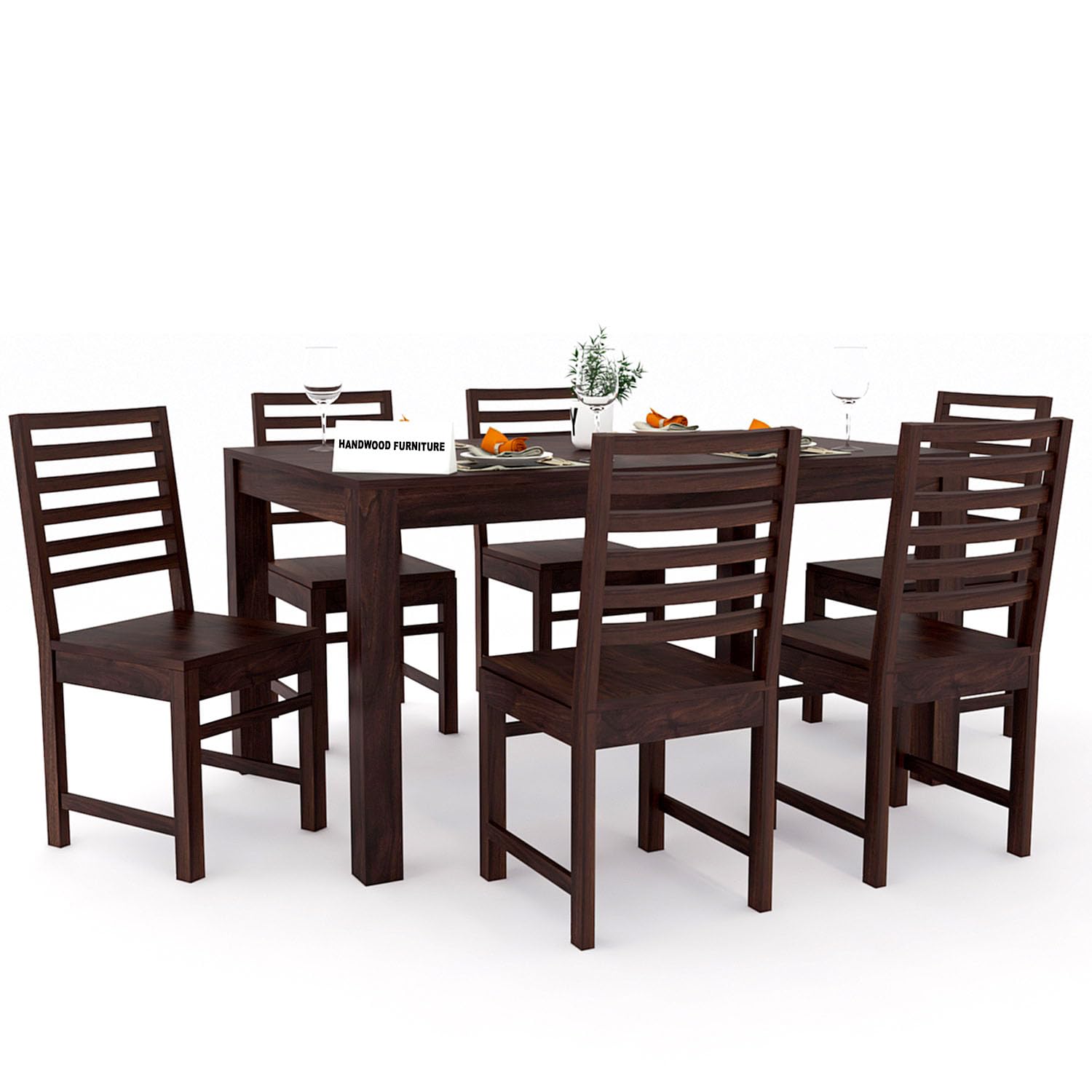 Sheesham Wood Dining Table(57x35) with 6 Chairs | 6 Seater Dining Set | Wooden Dining Table with Chair - Dining Room Furniture