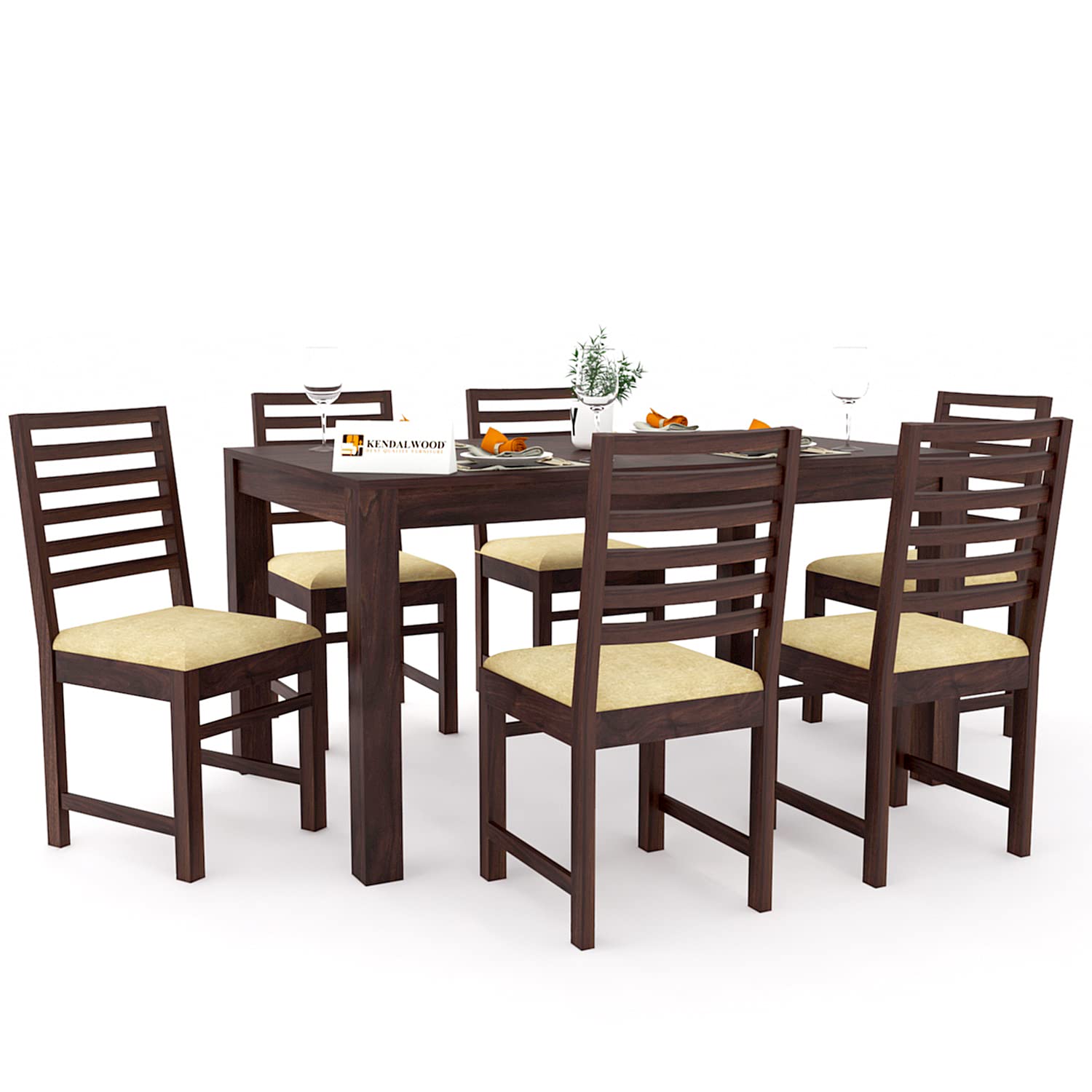 Sheesham Wood Dining Table(57x35 Inch) with 6 Chairs | 6 Seater Dining Set | Wooden Dining Table with Chair - Dining Room Furniture