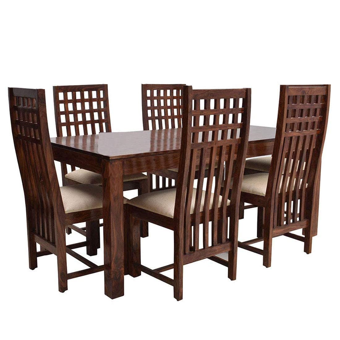 Sheesham Wood Dining Table(57x35) with 6 Chairs | 6 Seater Dining Set | Wooden Dining Table with Chair - Dining Room Furniture