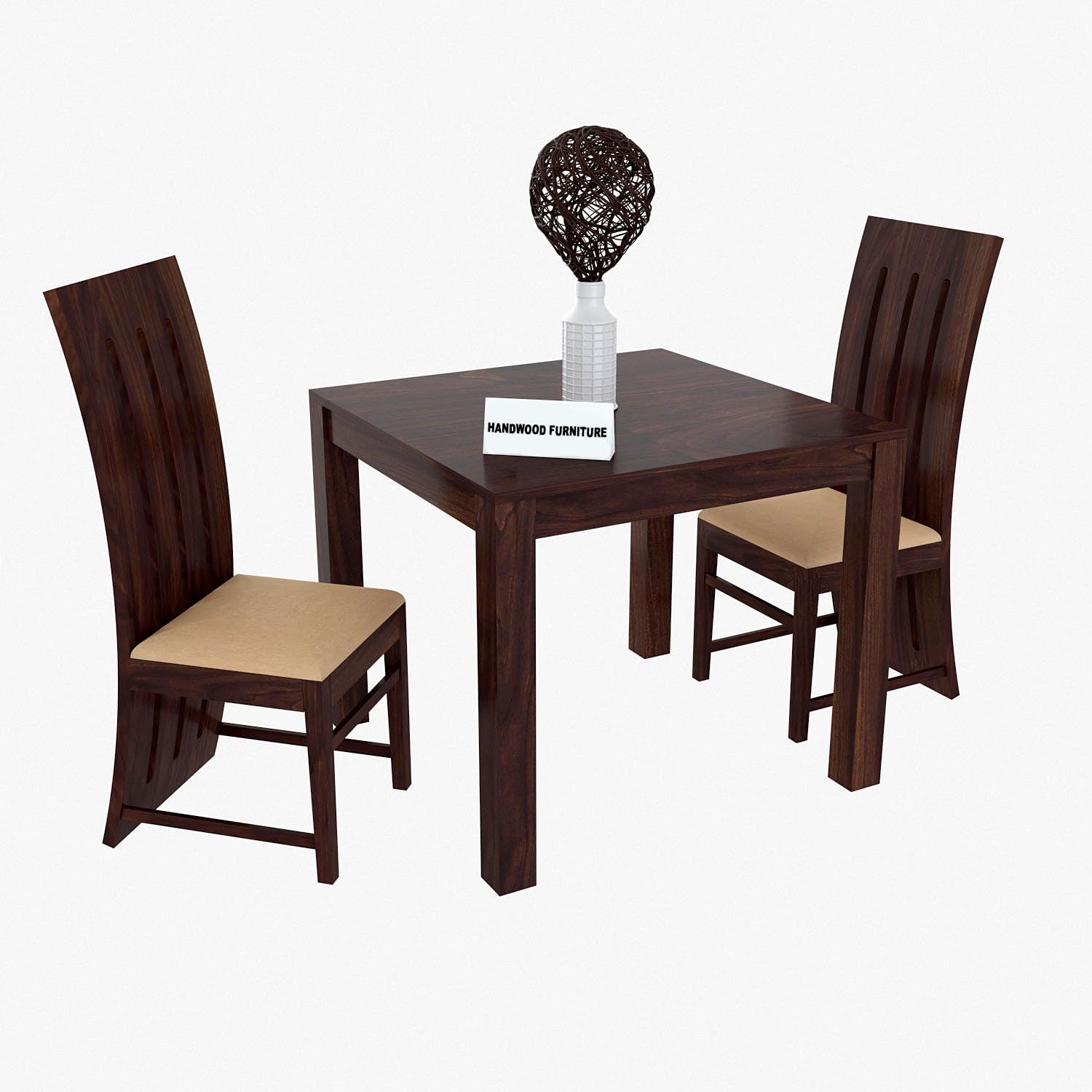 Premium Sheesham Wood Dining Table (34x34) with 2 Chairs |2 Seater Dining Set | Wooden Dining Table with Chair | Dining Room Furniture