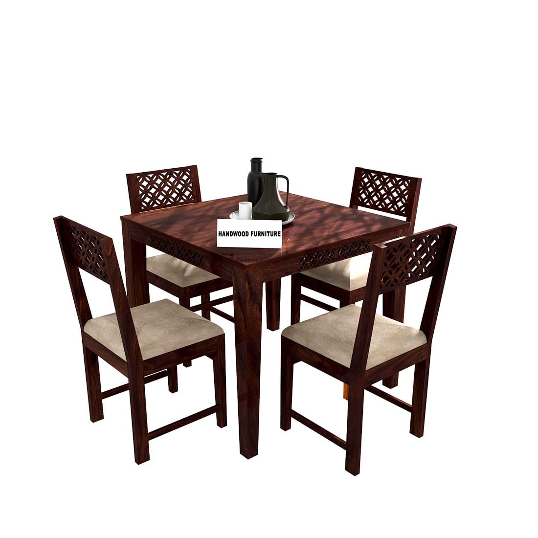 Premium Sheesham Wood Dining Table (34x34) with 4 Chairs |4 Seater Dining Set | Wooden Dining Table with Chair | Dining Room Furniture