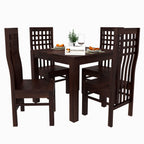 Sheesham Wood Dining Table Square (34x34) with 4 Chairs | 4 Seater Dining Set |Wooden Dining Table with Chair |Dining Room Furniture