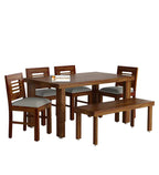 Sheesham Wood Dining Table & Chairs and Cushion | Dining Room Furniture | 6 Seater Dining Set
