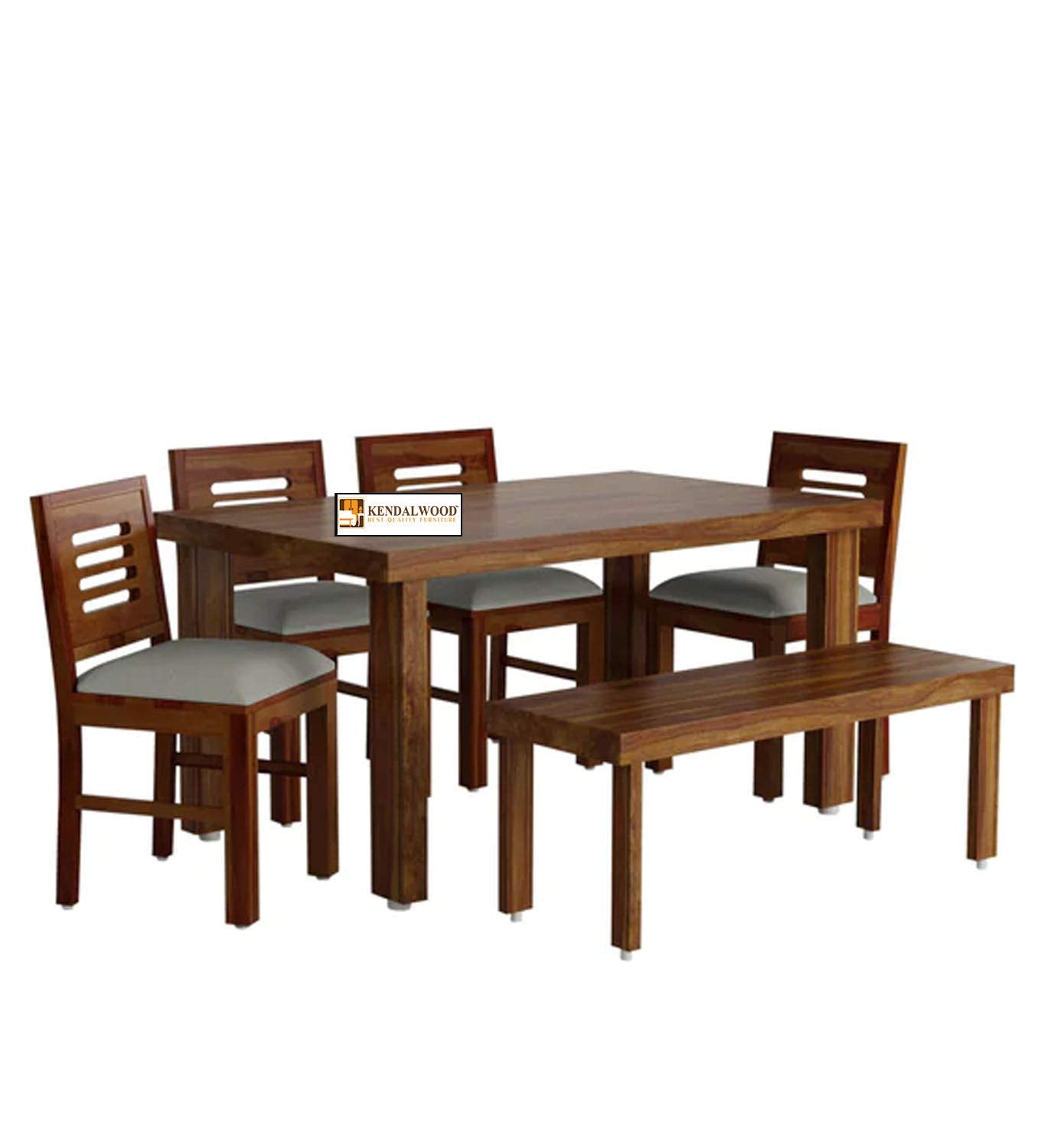Sheesham Wood Dining Table & Chairs and Cushion | Dining Room Furniture | 6 Seater Dining Set