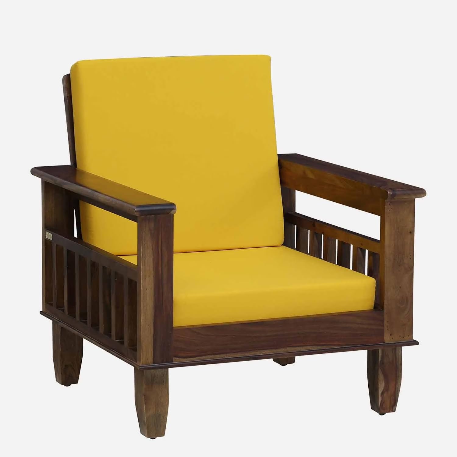 Solid Wood 1 Seater Wooden Sofa Set for Living Room Furniture | Sofa for Home & Office | 1 Seater Sofa