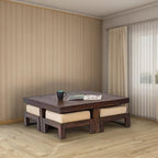 Premium Sheesham Wood Coffee Table for Living Room | Wooden Coffee Table with 4 Stool |Best Furniture for Home