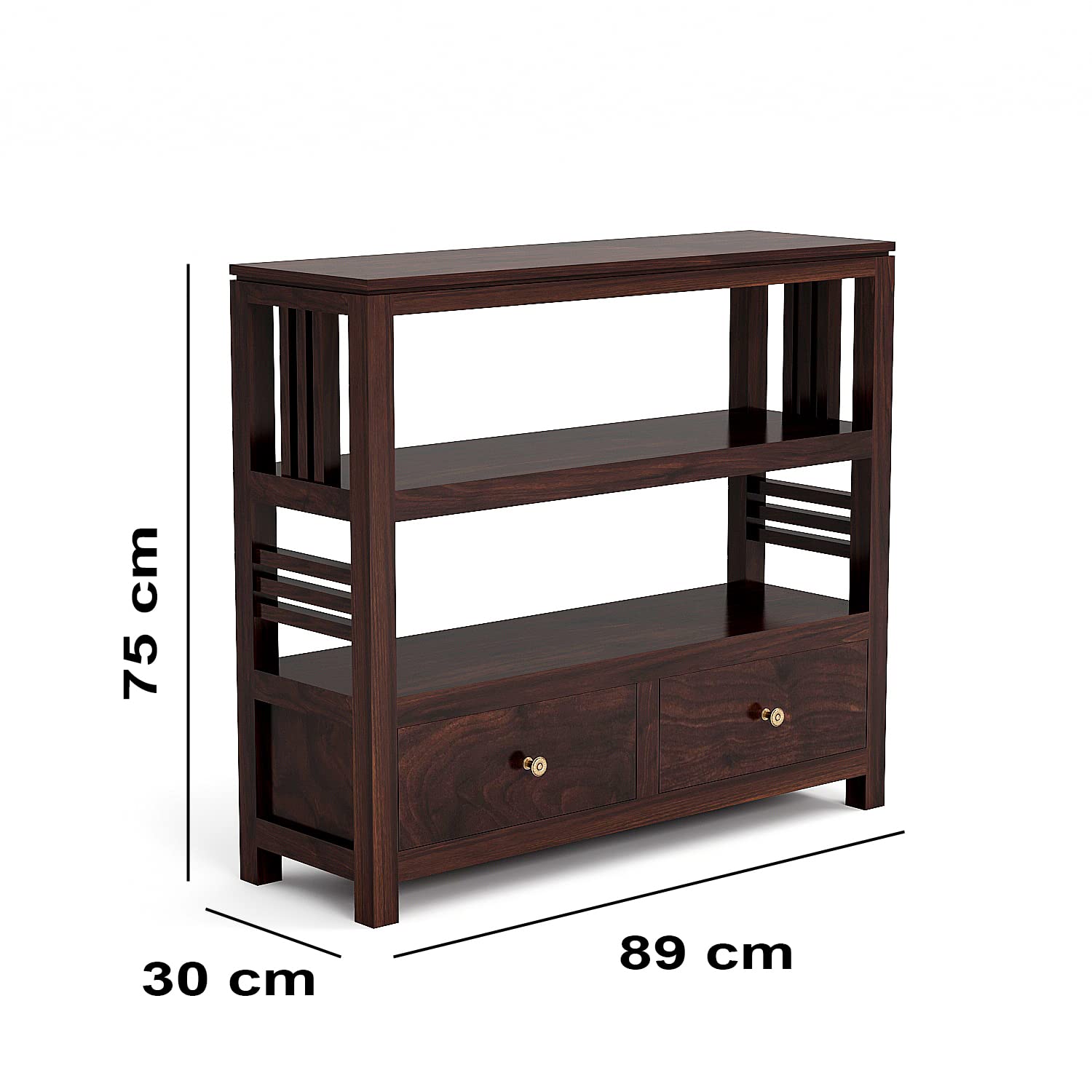 Sheesham KendalWood Pre Assemble Console Table Furniture for Living Room Kitchen Rack Book Shelves Walnut Finish
