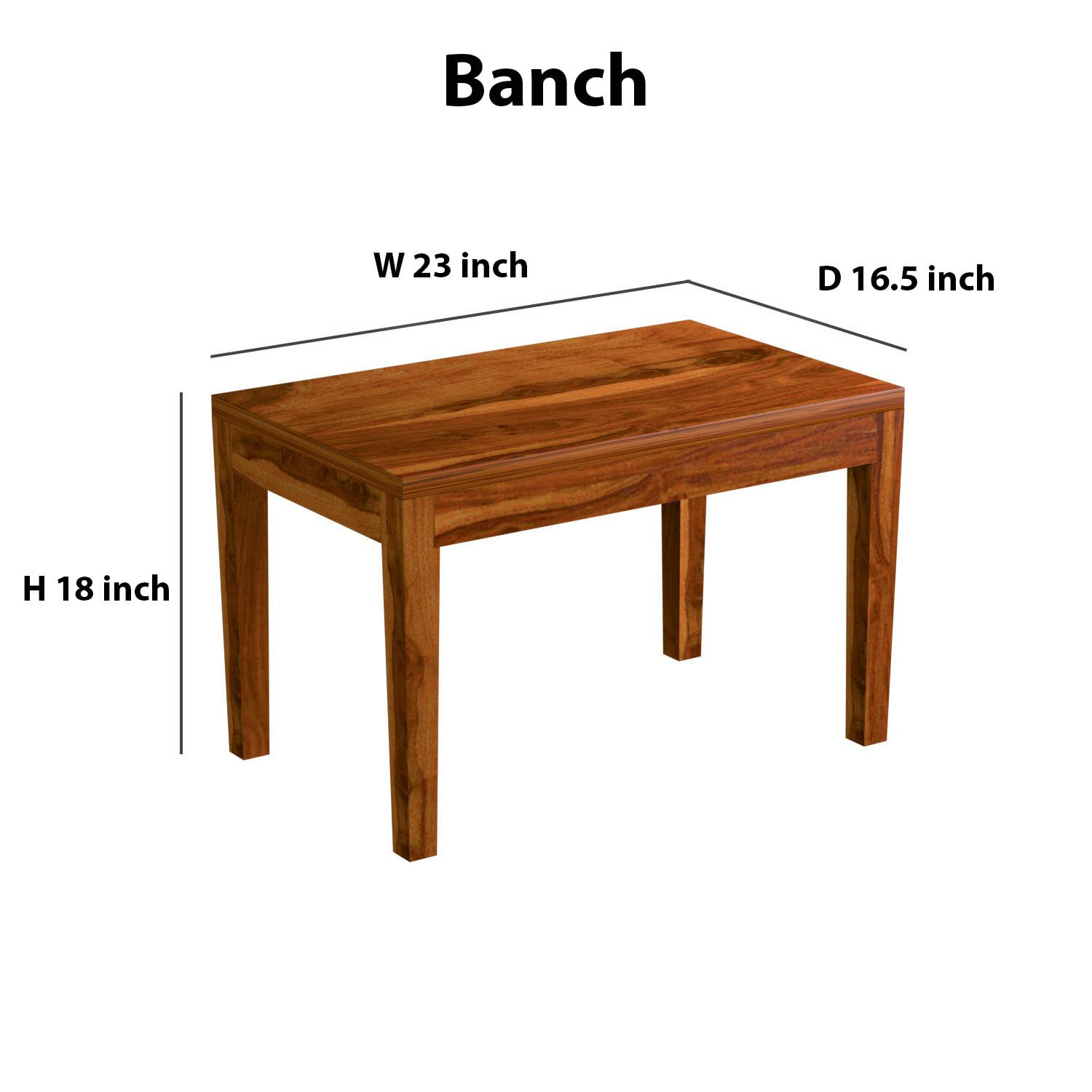 Sheesham Wood Dining Table(34x34) with 3 Chairs & 1 Bench | 4 Seater Dining Set | Wooden Dining Table with Chair - Dining Room Furniture